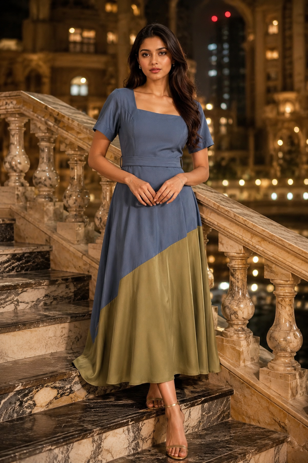 Serene Dusk Colorblock Dress