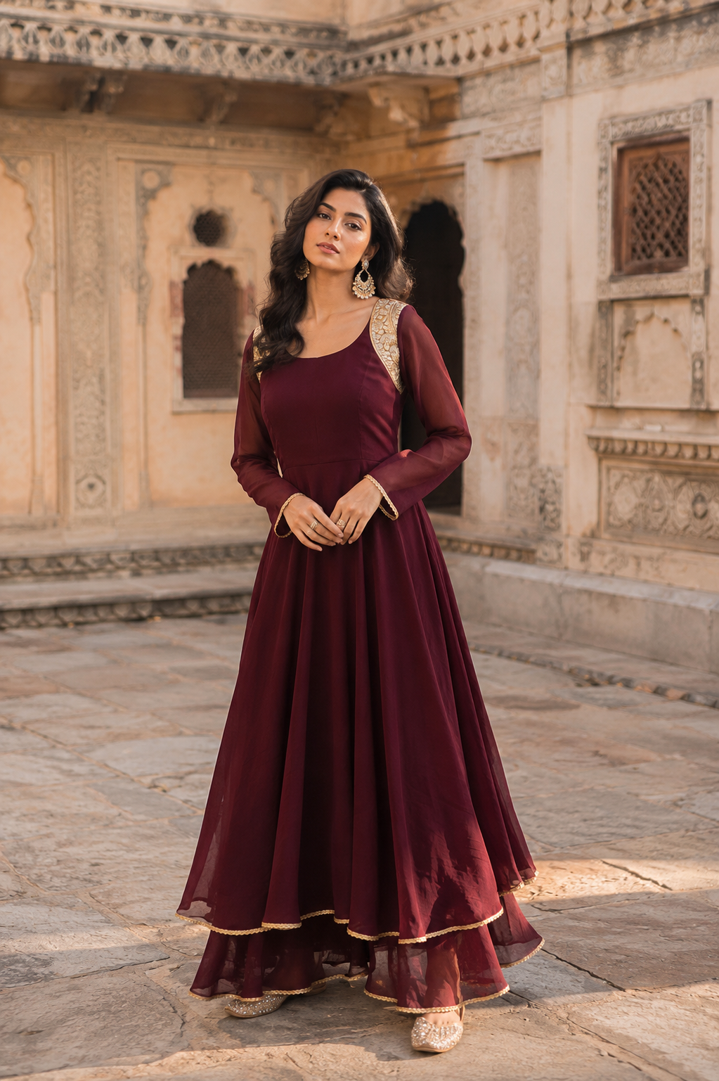 Anarkali - Mehroon Color